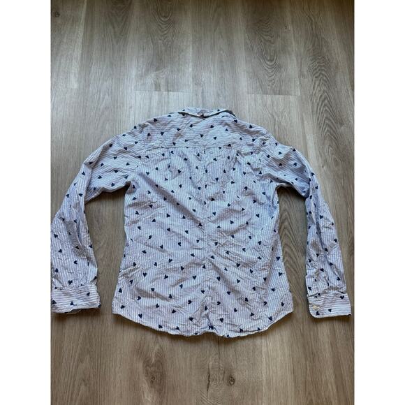 Frank and Eileen Modal Heart Print Stripes Shirt, Button Up, Women's size small - Picture 2 of 8